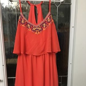 Coral threaded dress